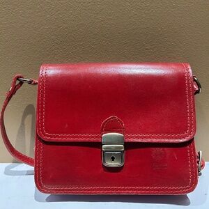 Red Leather Italian Crossbody Bag